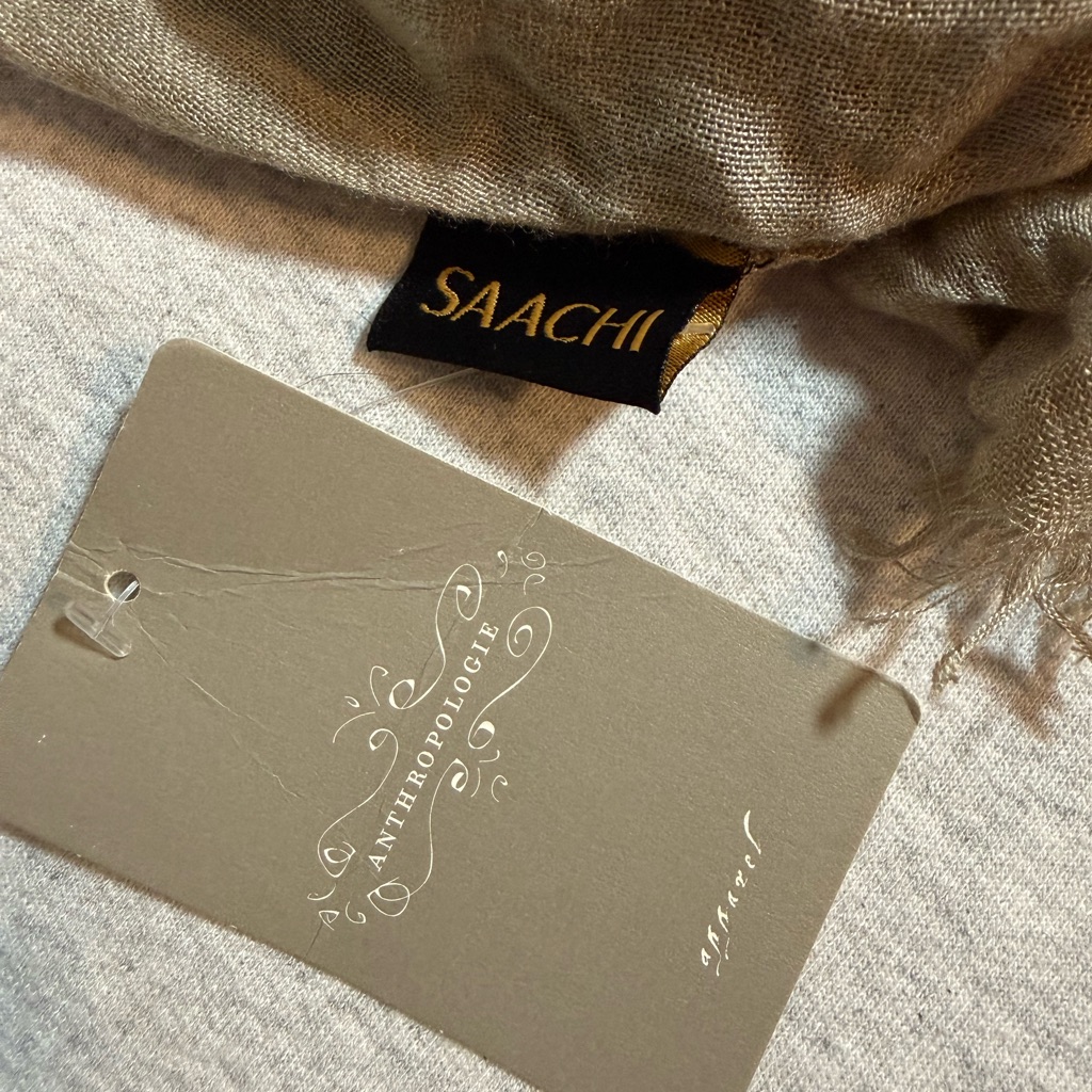Anthropologie Saachi Olive & Copper Orchid Painted Scarf — image 3 of 6